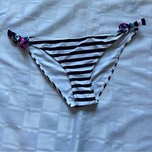 Firefly Black & White Striped Bikini Bottoms with Colour Pop Tied Sides